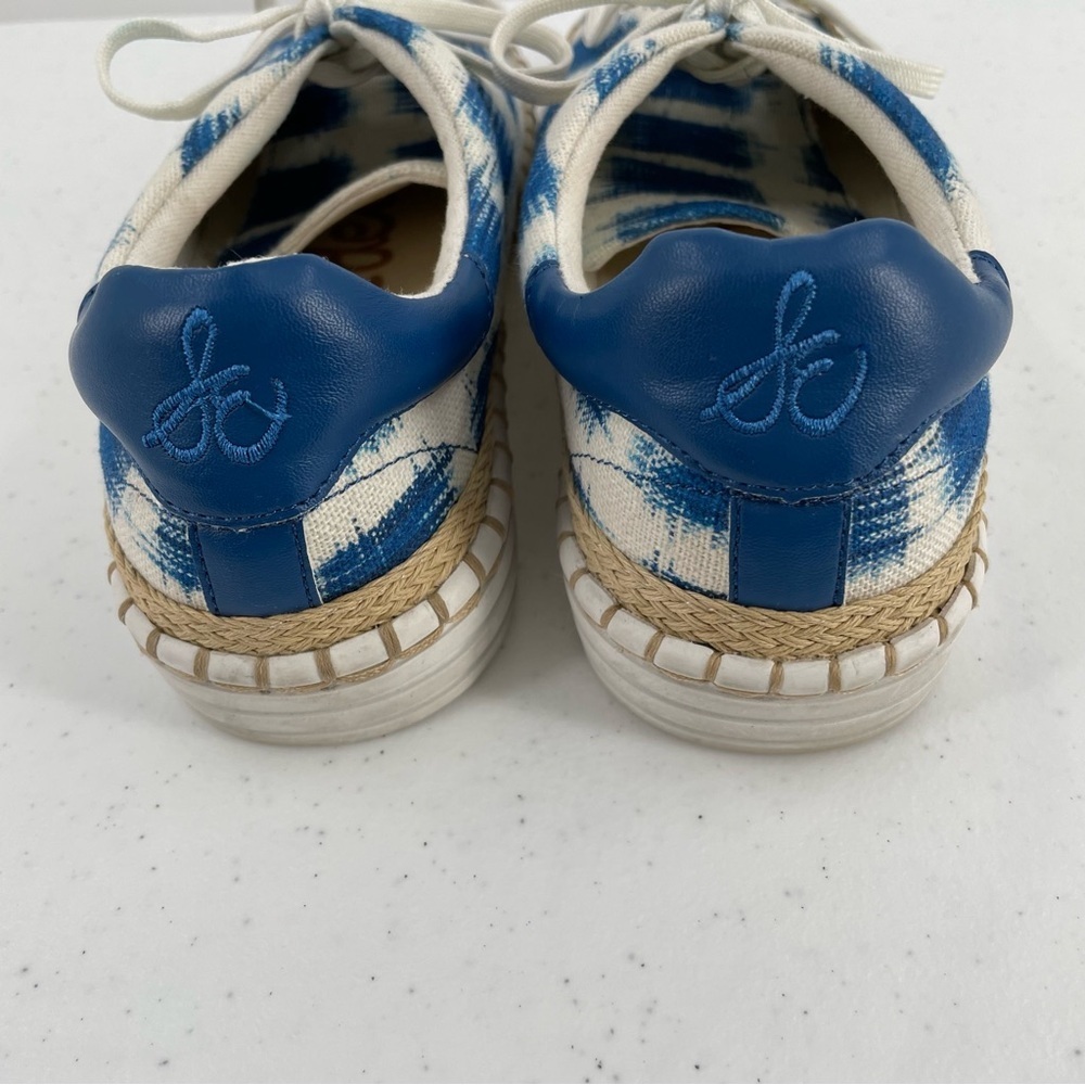 Sam Edelman Kavi Tie Dyed Espadrille Blue Cream Jute Twine Low Rise Sneakers - Picture 4 of 9